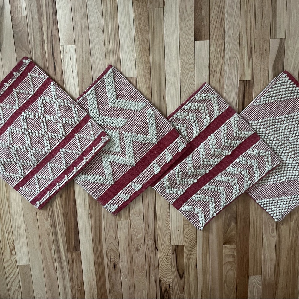 Red and Cream Geometric Accent Pillows